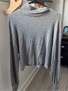 Bershka grey long sleeve top with mock